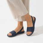 Sandalen für Damen mit Plateau aus Leder im minimalistischen Stil Blau 1