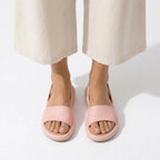 Sandalen für Damen mit Plateau aus Leder im minimalistischen Stil Rosa 2