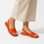 Sandalen für Damen mit Plateau aus Leder im minimalistischen Stil Orange 3