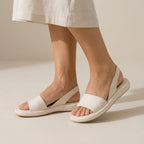 Sandalen für Damen mit Plateau aus Leder im minimalistischen Stil Weiß 5