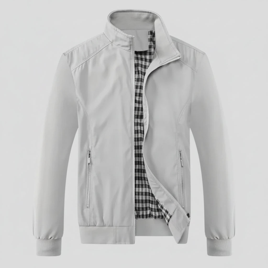 Leichte Blouson Jacke für Herren mit hohem Kragen und gestreiften Bündchen