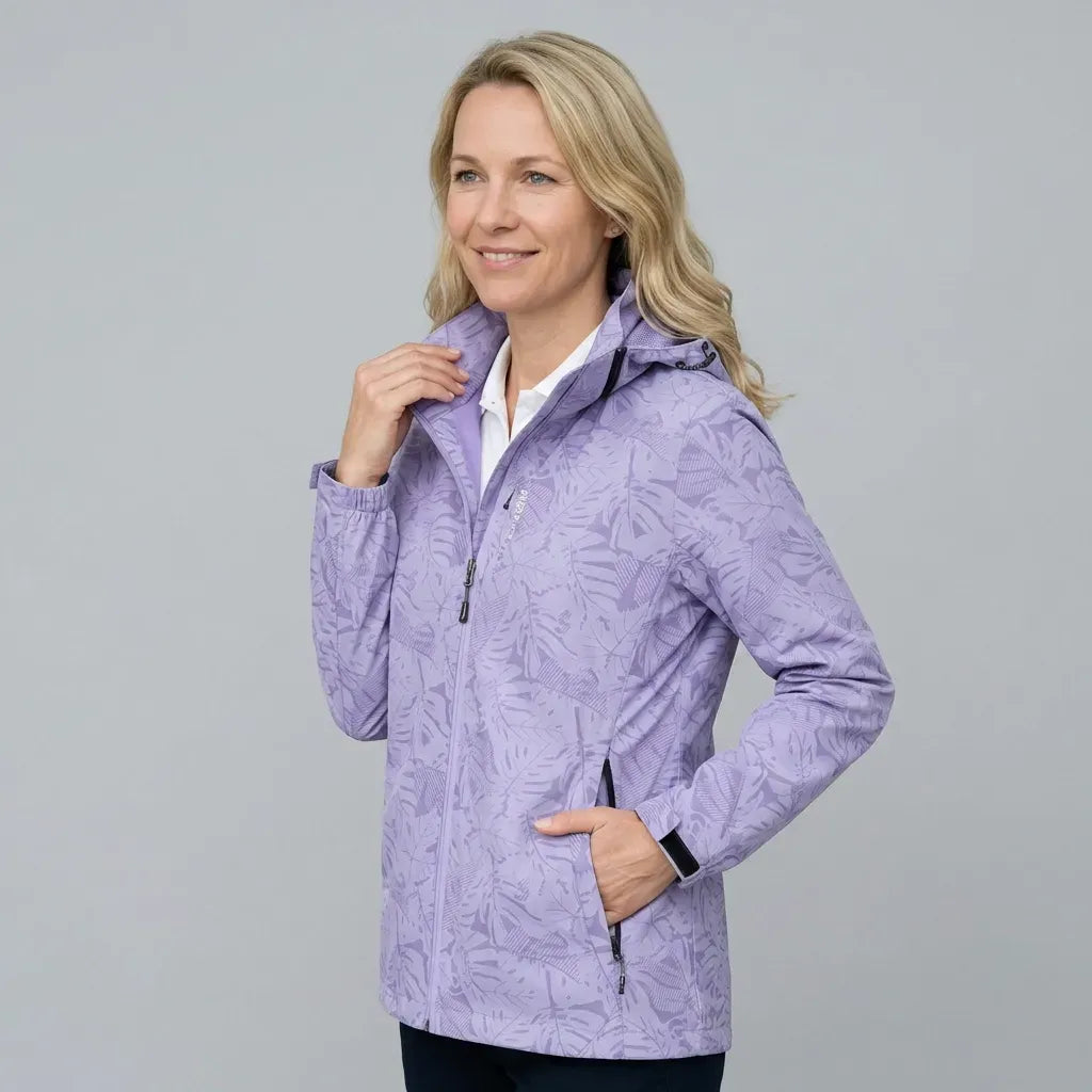 Softshelljacke für Damen mit Kapuze für Outdoor mit winddichtem Material Lila 10