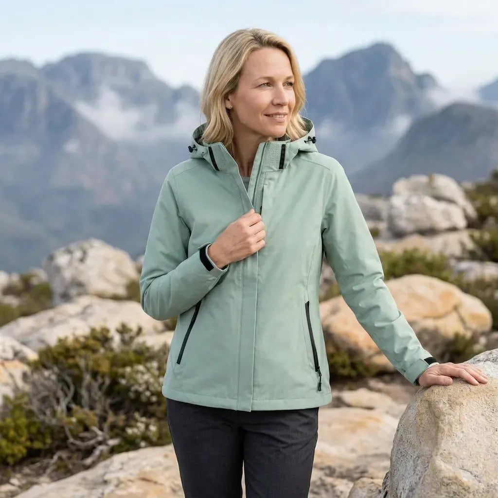 Softshelljacke für Damen mit Kapuze mit Stretch für winddichten Schutz Mintgrün 1