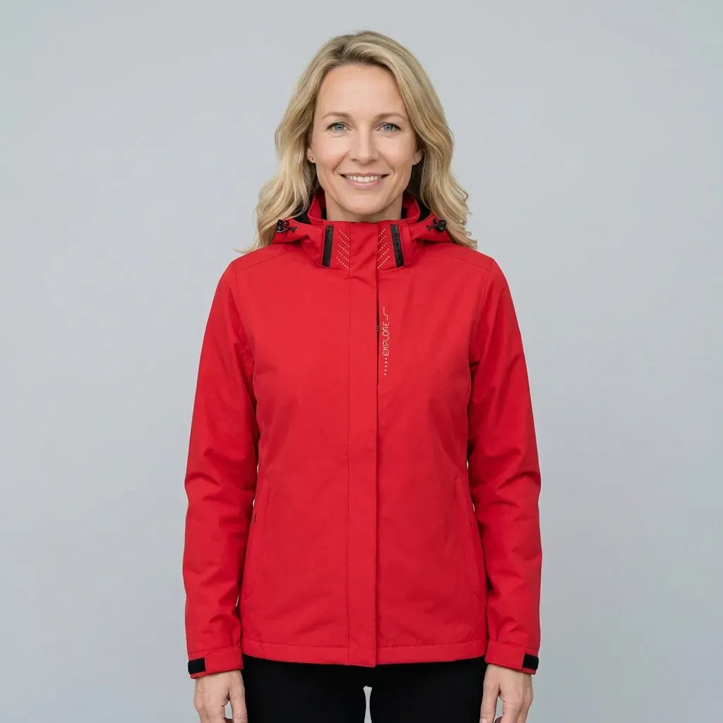 Softshelljacke für Damen mit Kapuze mit Stretch für winddichten Schutz Rot 10