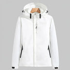Softshelljacke für Damen mit Kapuze mit Stretch für winddichten Schutz Weiß 3