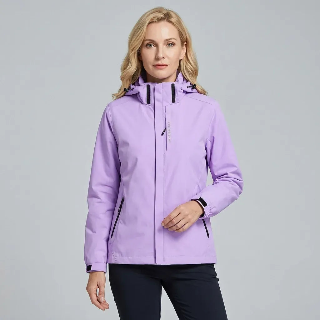 Softshelljacke für Damen mit Kapuze mit Stretch für winddichten Schutz Lila 7