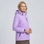 Softshelljacke für Damen mit Kapuze mit Stretch für winddichten Schutz Lila 9