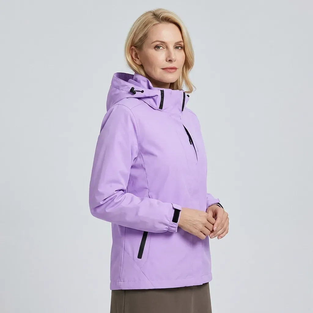 Softshelljacke für Damen mit Kapuze mit Stretch für winddichten Schutz Lila 9