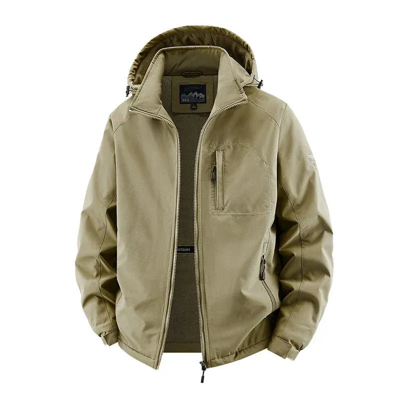 Softshelljacke für Herren aus Synthetikmaterial mit Kapuze für Übergangszeiten Khaki 11