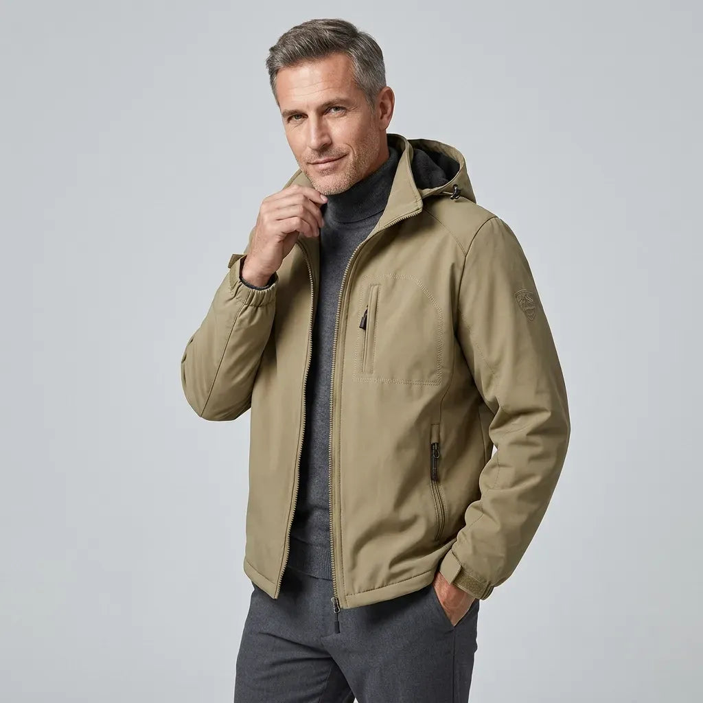 Softshelljacke für Herren aus Synthetikmaterial mit Kapuze für Übergangszeiten Khaki 4