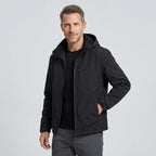 Softshelljacke für Herren aus Synthetikmaterial mit Kapuze für Übergangszeiten Schwarz 5