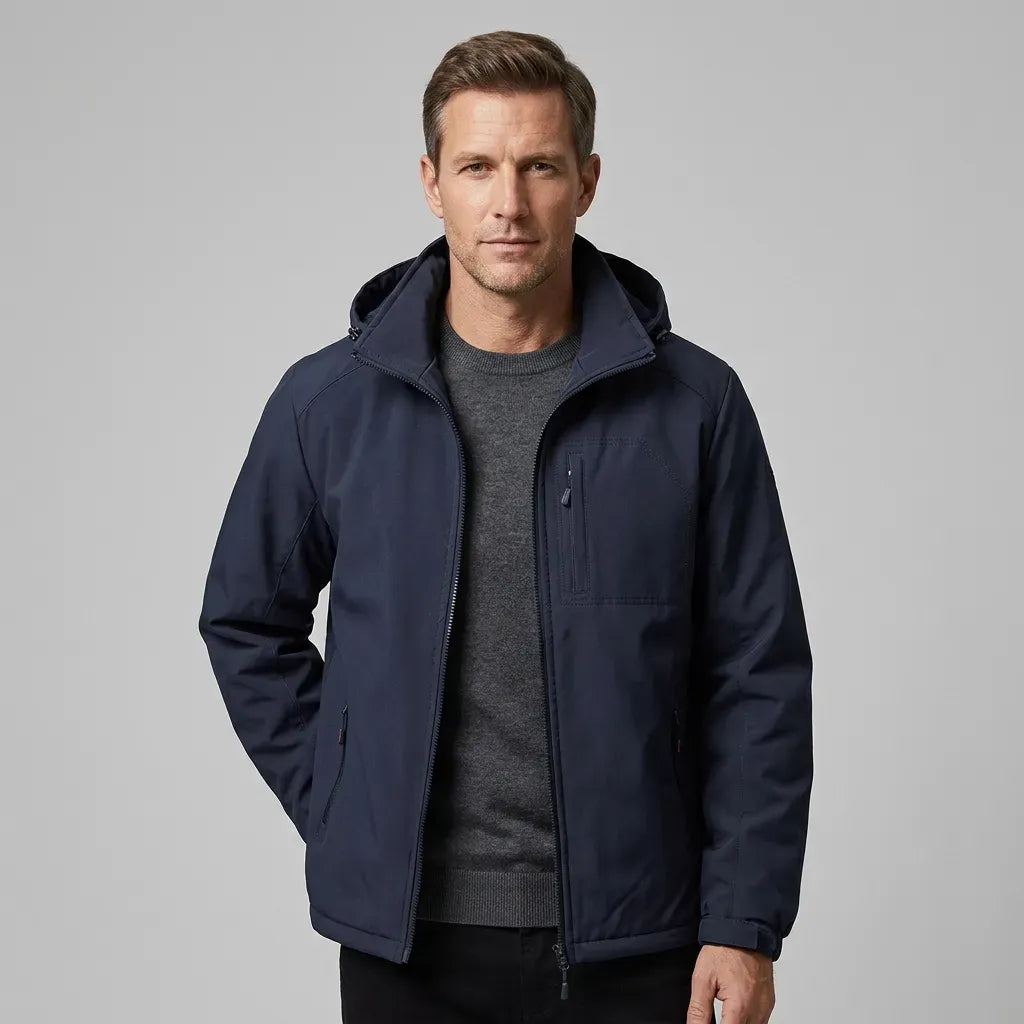 Softshelljacke für Herren aus Synthetikmaterial mit Kapuze für Übergangszeiten Dunkelblau 6