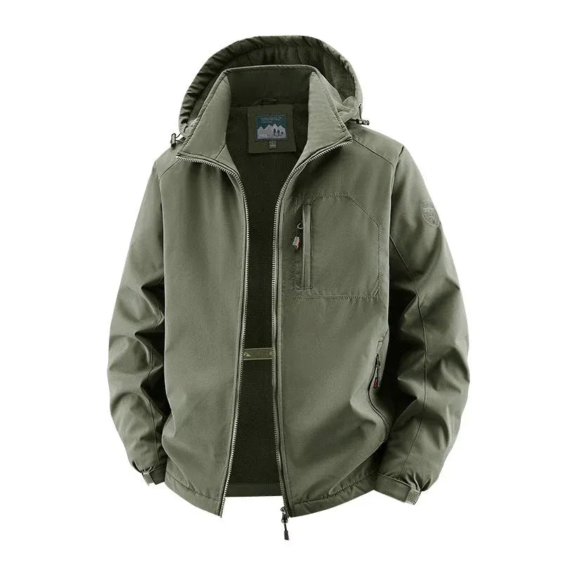 Softshelljacke für Herren aus Synthetikmaterial mit Kapuze für Übergangszeiten Olive 7