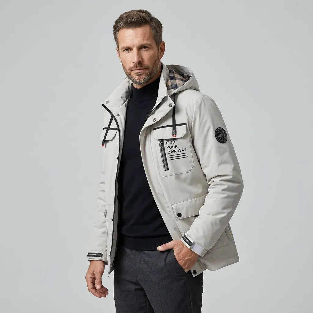 Softshelljacke für Herren in winddichter Qualität mit Kapuze für die Übergangszeit Weiß 11