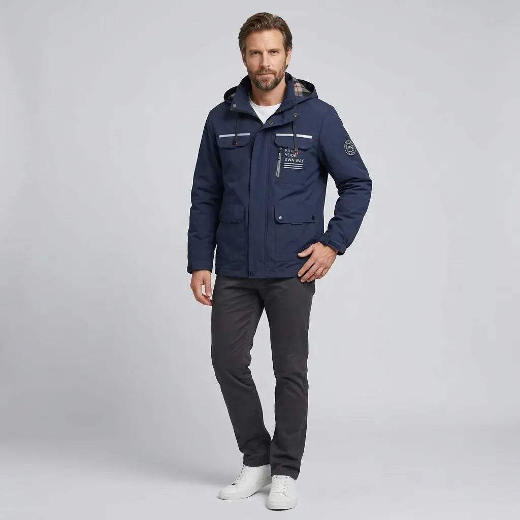 Softshelljacke für Herren in winddichter Qualität mit Kapuze für die Übergangszeit Dunkelblau 3