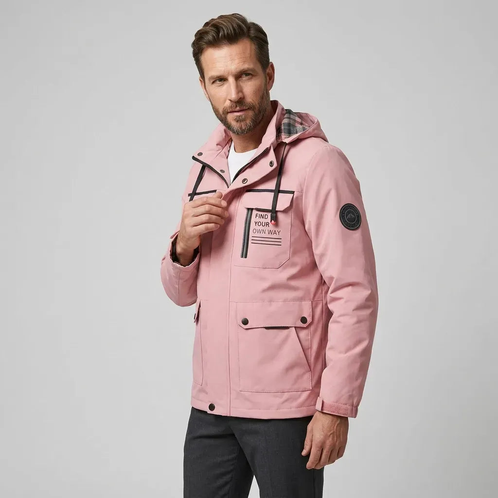 Softshelljacke für Herren in winddichter Qualität mit Kapuze für die Übergangszeit Rosa 4