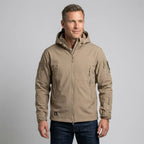 Softshelljacke für Herren mit Kapuze im taktischen Stil und winddicht Beige 2