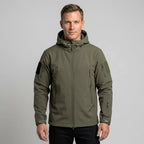 Softshelljacke für Herren mit Kapuze im taktischen Stil und winddicht Grün 3