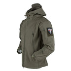Softshelljacke für Herren mit Kapuze im taktischen Stil und winddicht Grün 6