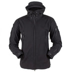 Softshelljacke für Herren mit Kapuze im taktischen Stil und winddicht Schwarz 7