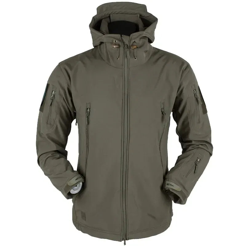 Softshelljacke für Herren mit Kapuze im taktischen Stil und winddicht Grün 8
