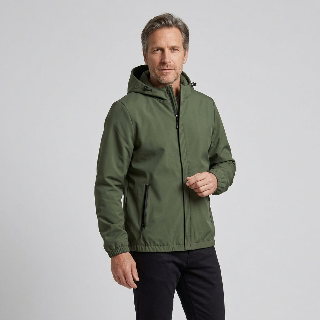 Softshelljacke für Herren mit Kapuze im winddichten Design Grün 2