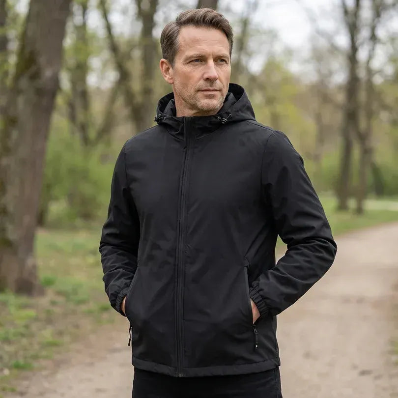 Softshelljacke für Herren mit Kapuze im winddichten Design Schwarz 5