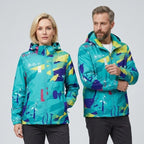 Softshelljacke für Unisex mit Kapuze für winddichte im sportlichen Stil Blau 1