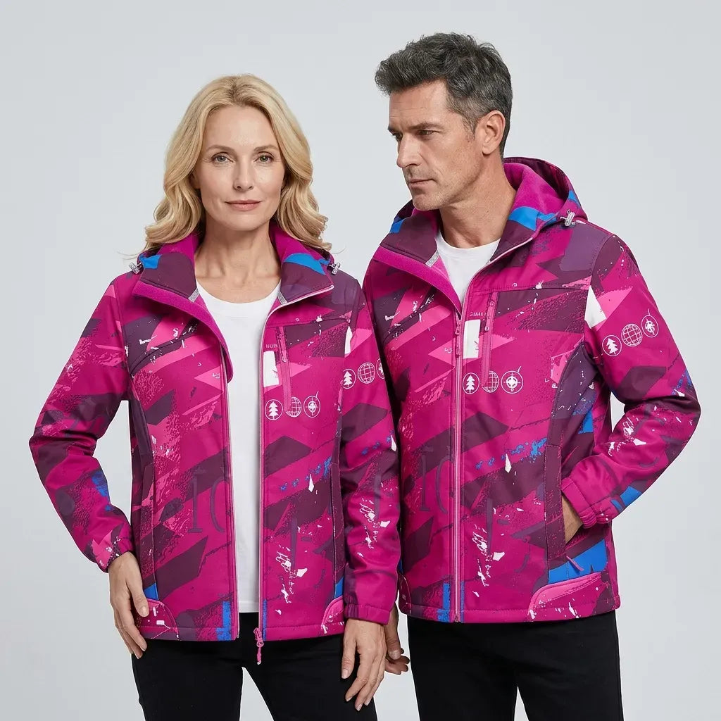 Softshelljacke für Unisex mit Kapuze für winddichte im sportlichen Stil Rosa 11