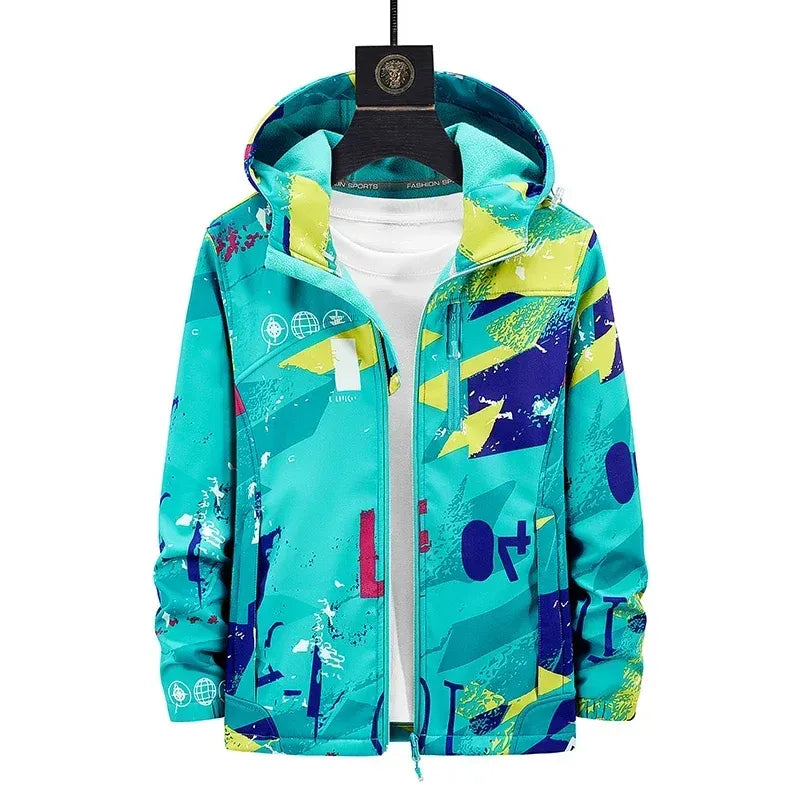 Softshelljacke für Unisex mit Kapuze für winddichte im sportlichen Stil Blau 13