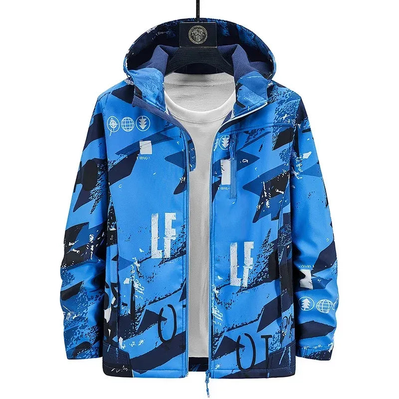 Softshelljacke für Unisex mit Kapuze für winddichte im sportlichen Stil Dunkelblau 14