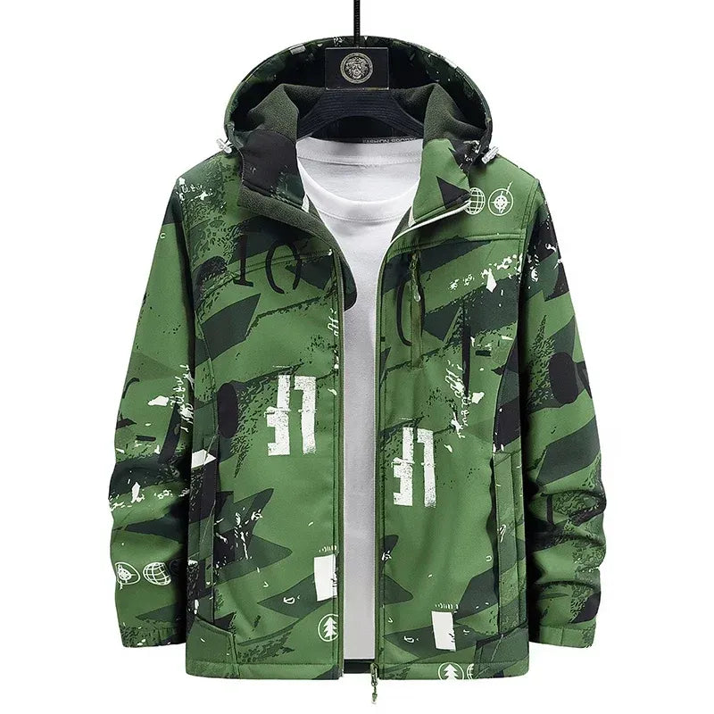 Softshelljacke für Unisex mit Kapuze für winddichte im sportlichen Stil Grün 17