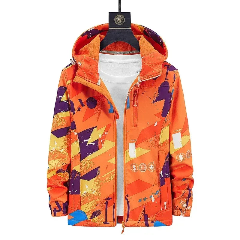 Softshelljacke für Unisex mit Kapuze für winddichte im sportlichen Stil Orange 19