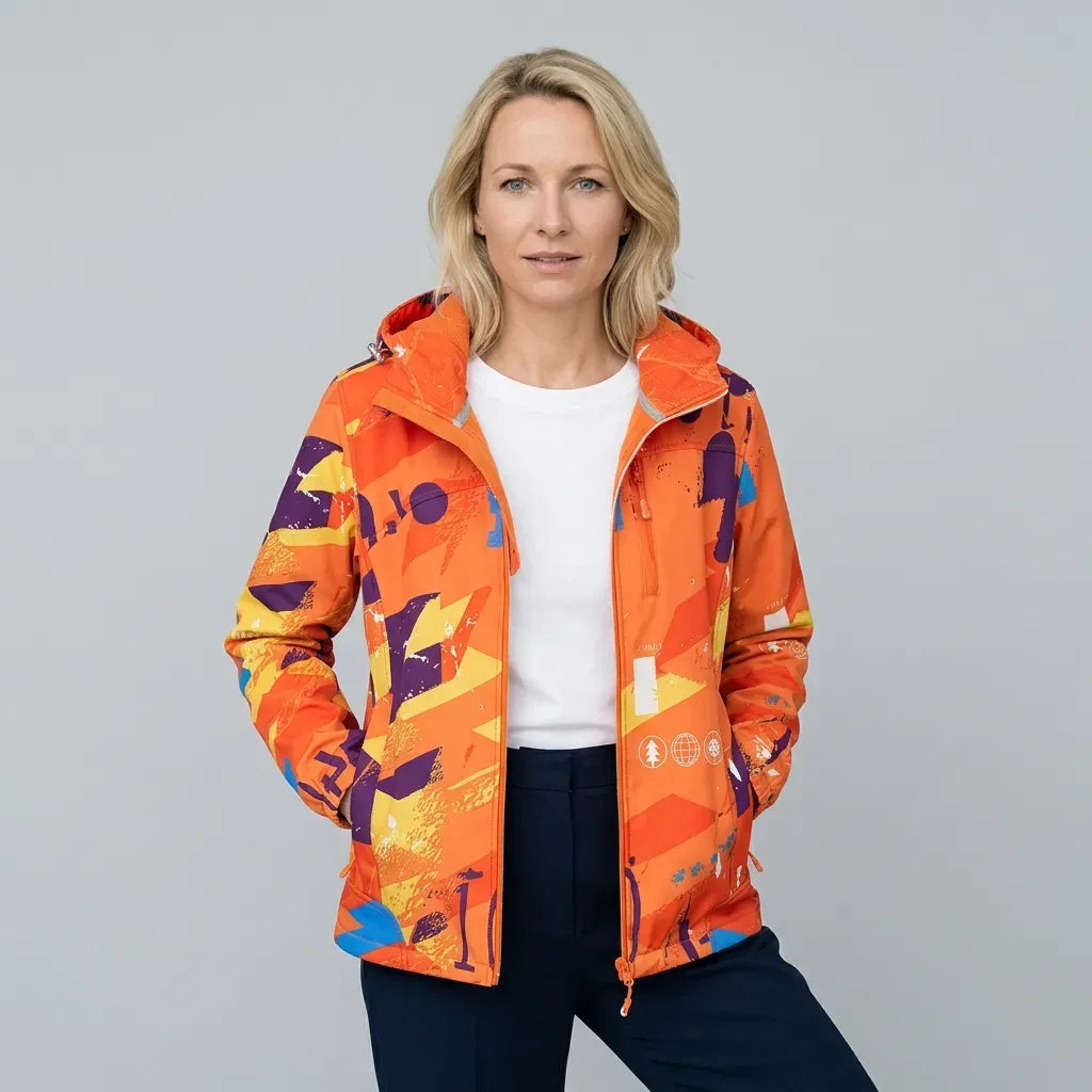 Softshelljacke für Unisex mit Kapuze für winddichte im sportlichen Stil Orange 4