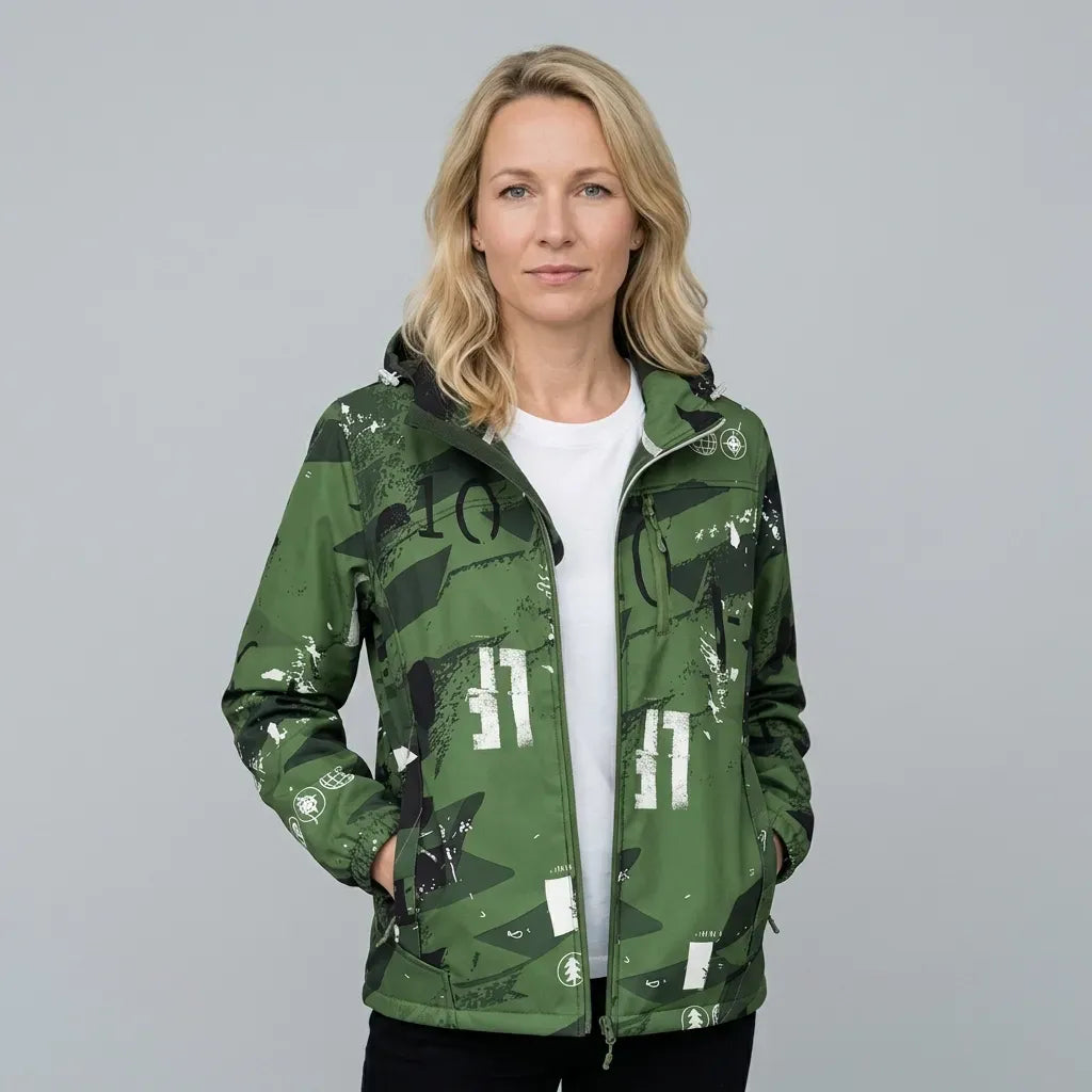 Softshelljacke für Unisex mit Kapuze für winddichte im sportlichen Stil Grün 5