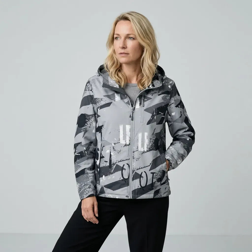 Softshelljacke für Unisex mit Kapuze für winddichte im sportlichen Stil Grau 7