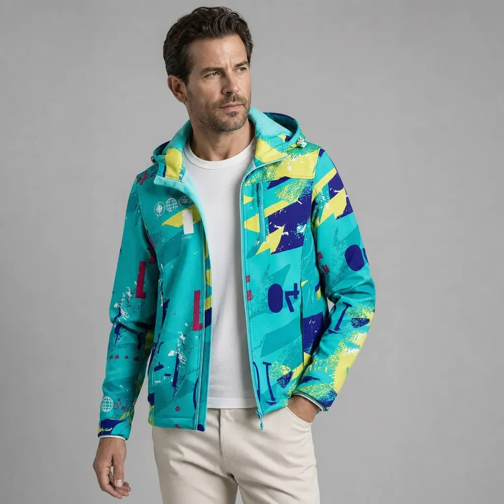 Softshelljacke für Unisex mit Kapuze für winddichte im sportlichen Stil Blau 8