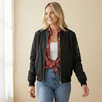 Bomberjacke für Damen im Classic Design in tailliertem kurzem Schnitt mit Reißverschluss