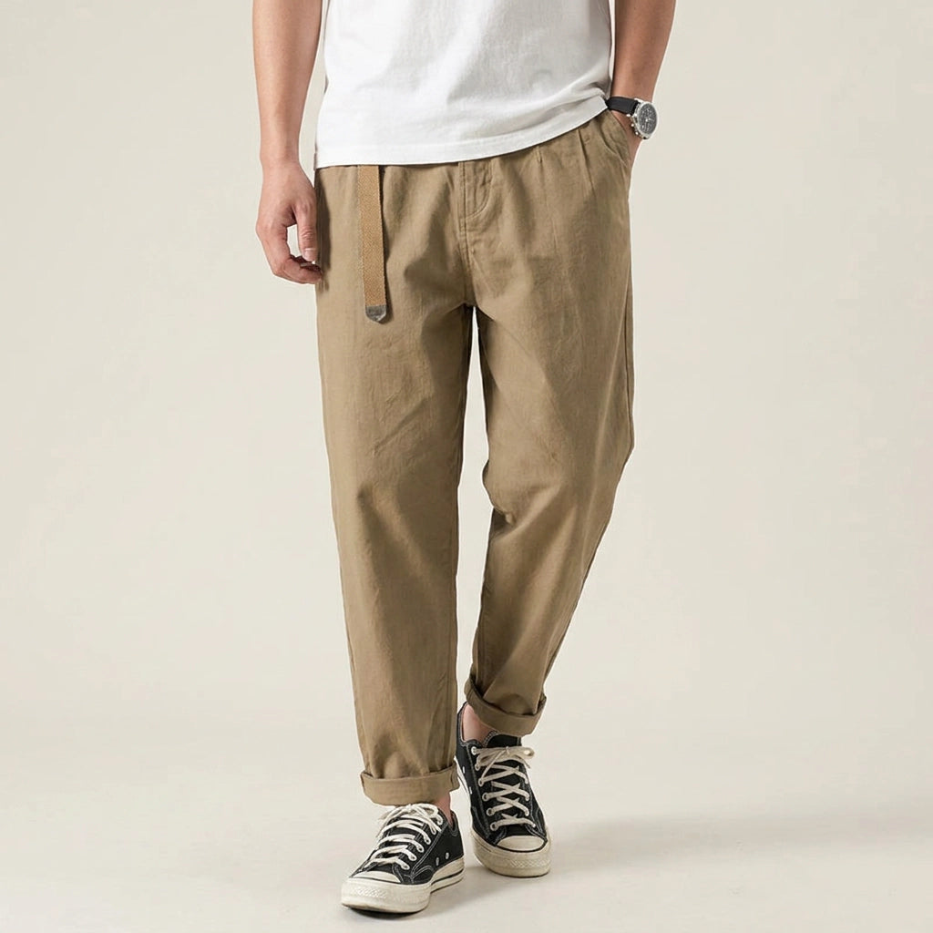 Sommerhose für Herren aus Baumwolle im Tapered Fit Khaki 1