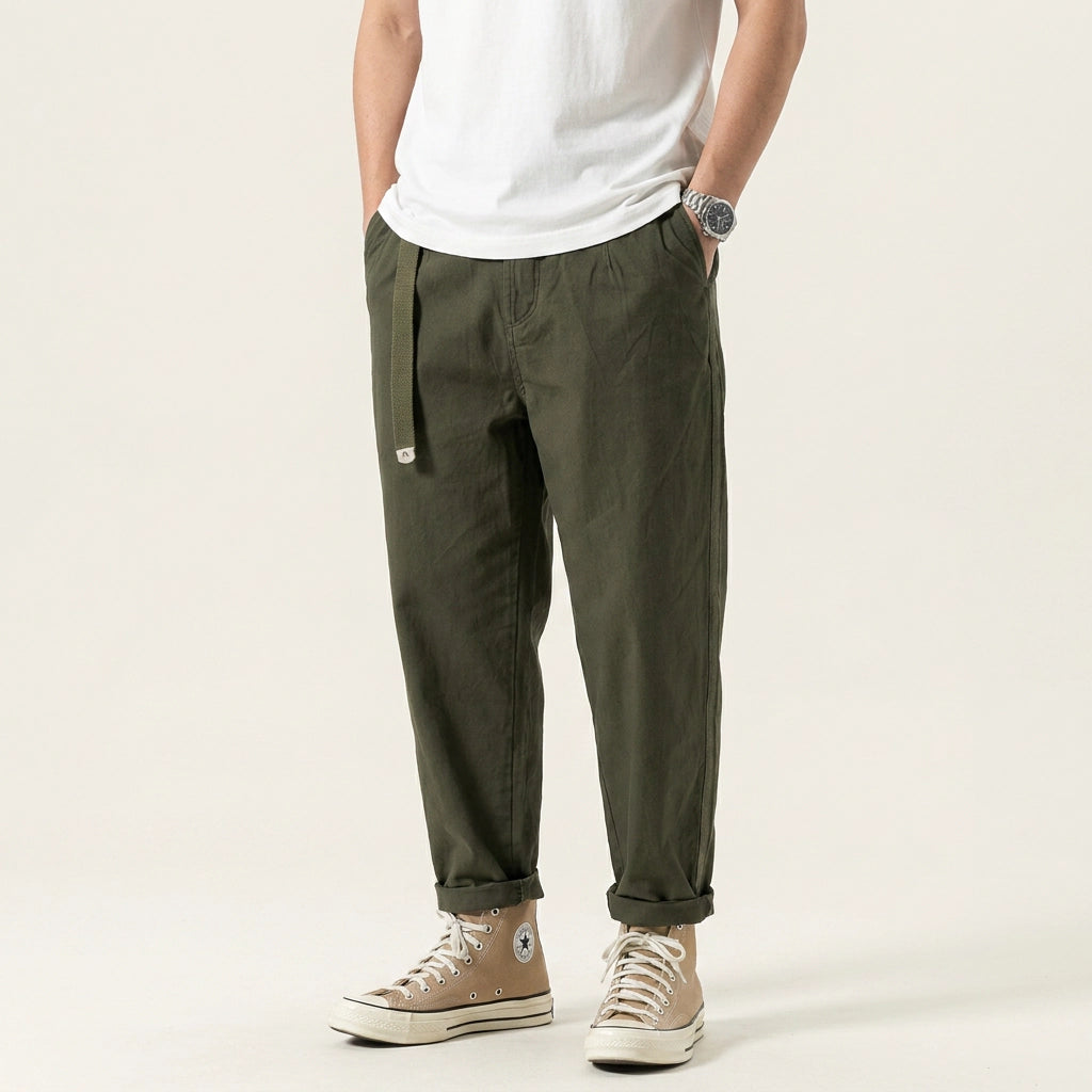 Sommerhose für Herren aus Baumwolle im Tapered Fit Dunkelgrün 2
