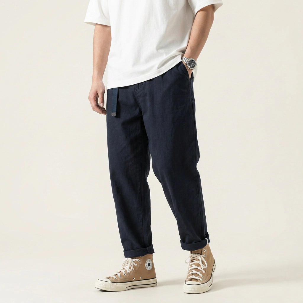 Sommerhose für Herren aus Baumwolle im Tapered Fit Dunkelblau 5