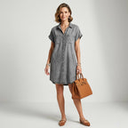 Sommerkleid für Damen in A-Linie aus Jeans mit Freizeit-Look Grau 1