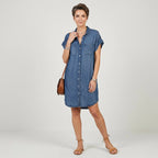Sommerkleid für Damen in A-Linie aus Jeans mit Freizeit-Look Dunkelblau 3