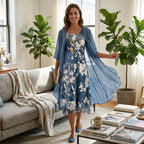 Sommerkleid für Damen in A-Linie mit 3/4-Arm im Blumenmuster 4