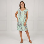Sommerkleid für Damen in A-Linie mit kurzen Ärmeln und Taschen Grün 3