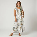 Sommerkleid für Damen in A-Linie mit kurzen Ärmeln und Taschen Weiß 8