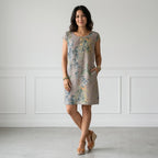 Sommerkleid für Damen in A-Linie mit kurzen Ärmeln und Taschen Braun 9