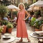 Sommerkleid für Damen in A-Linie mit Leinen ärmellos 6