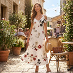 Sommerkleid für Damen in A-Linie mit Spitze im Blumenmuster 1