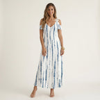 Sommerkleid für Damen in A-Linie mit Spitze im Blumenmuster Jeansblau 3